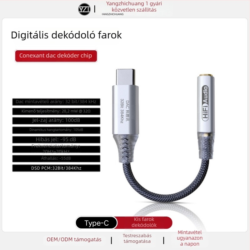 Type-C digitális DAC fülhallgató adapter kábel – Yang Zhi Chuang, modell JM, cikk JM, kompatibil Android és Apple