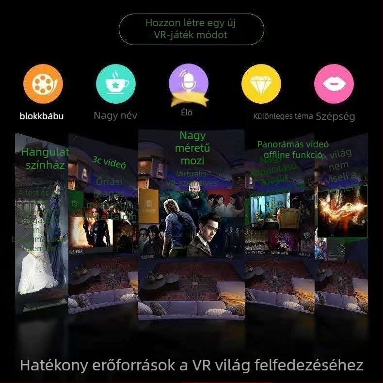 Ling Xunda VR Headset második generáció mobiltelefonokra, 3D mozi, játékkontroller