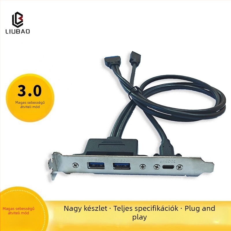 USB 3.1 adapter kábel Type-E-ről Type-C nőihez, hátsó rögzítésű árnyékolóval és anyával, 10–20 Gbps, ónnal bevont rézvezetők