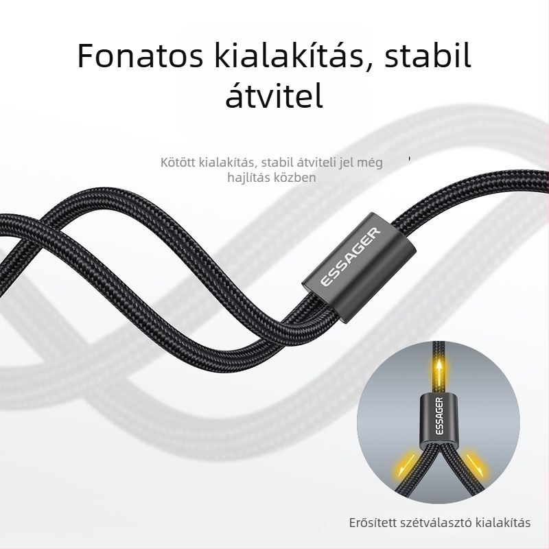 3,5 mm-es analóg audio adapter két RCA-hoz (aranyozott csatlakozók; alumíniumötvözet mag; ROHS; modell EYPZJ-MY)