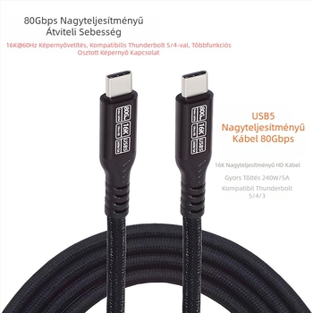 Type-C USB5 adapterkábel, rézmaggal, egycsatlakozós csatlakozó