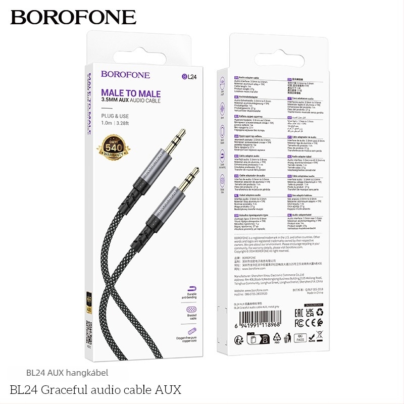 BOROFONE BL24 iP Audió kábel (Model: BL24 iP; Type: Audio cable; Gold plated; Tinned copper wire; ROHS)