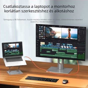 Switch 2-kompatibilis kijelzőprojekciós kábel, Type-C–HDMI, TV/monitorhoz, ABS + alumínium-cuprium ötvözet, nikkelezett