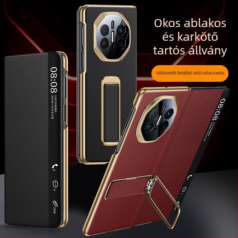 Huawei Mate X5 Flip-Top tok, műbőr, elektroplating, üzleti stílus
