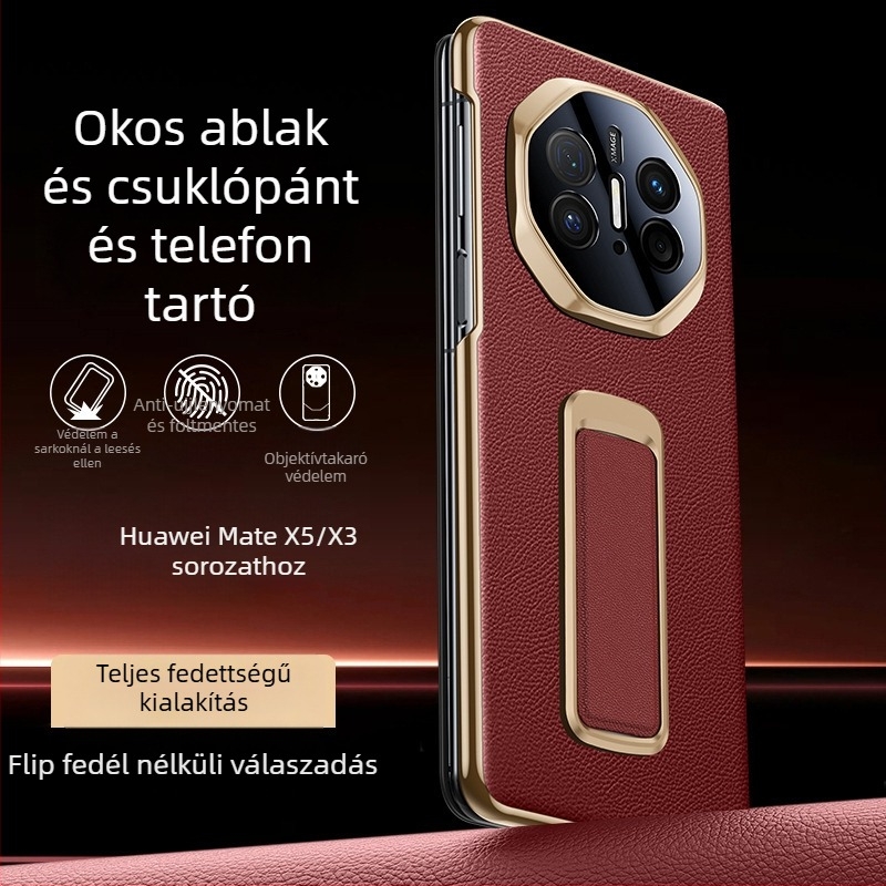 Huawei Mate X5 Flip-Top tok, műbőr, elektroplating, üzleti stílus