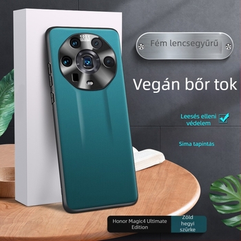 Honor Magic4 Ultimate Edition-höz készült tok, fém objektívgyűrűvel és natúr bőrből készült védőborítással
