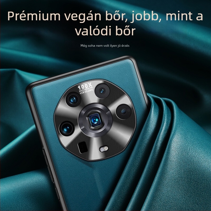 Honor Magic4 Ultimate Edition-höz készült tok, fém objektívgyűrűvel és natúr bőrből készült védőborítással