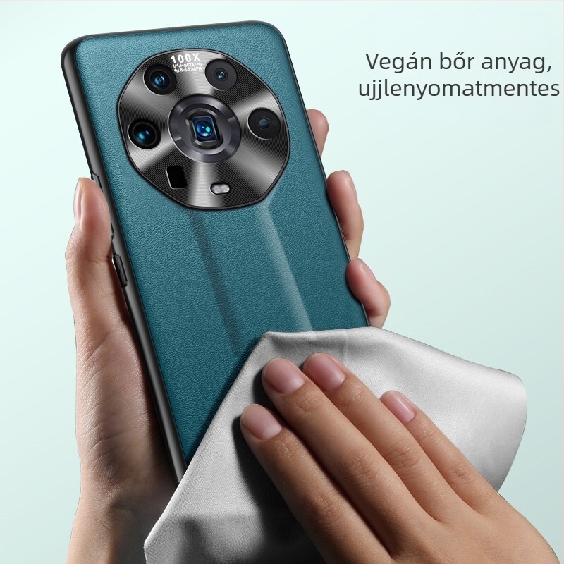 Honor Magic4 Ultimate Edition-höz készült tok, fém objektívgyűrűvel és natúr bőrből készült védőborítással