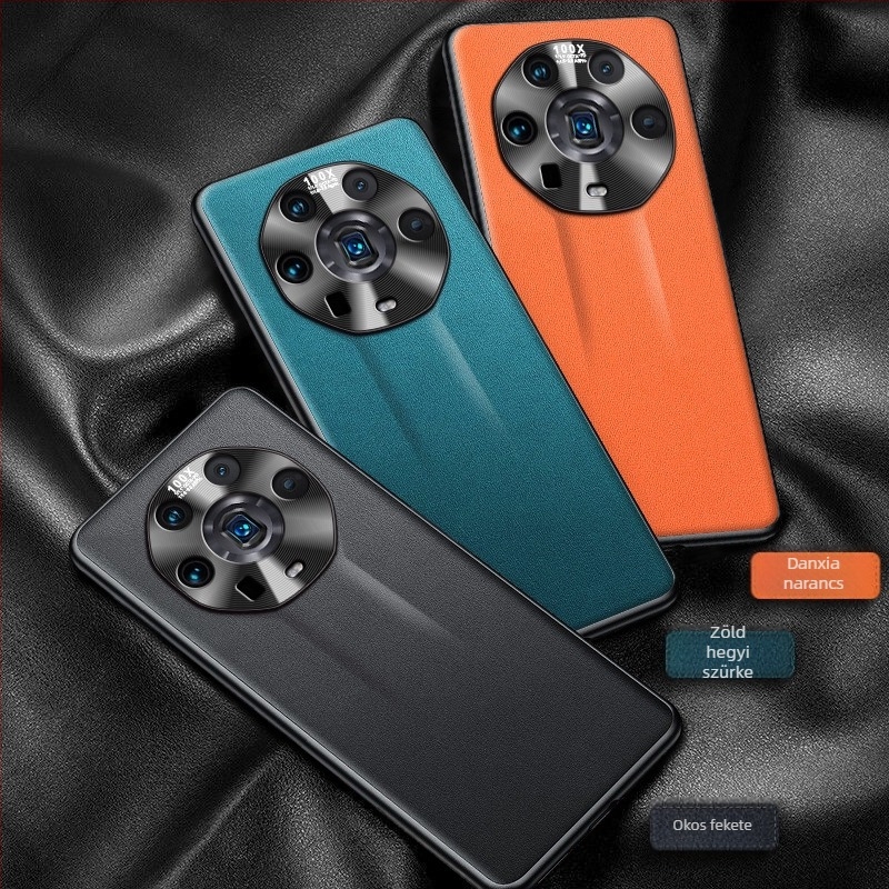 Honor Magic4 Ultimate Edition-höz készült tok, fém objektívgyűrűvel és natúr bőrből készült védőborítással