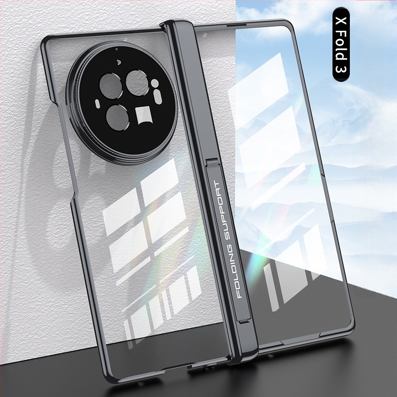 Vivo X Fold3 Pro átlátszó elektroplatinált kemény tok – hajlítható kijelző védőtok, minimalist stílus, prémium