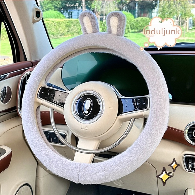 Blue Rain téli kormánykerék huzat nyúlfül mintával, mű plüss anyag, 38 cm átmérőjű