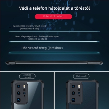 Huawei P40 Pro tok, amely teljes körű lencsevédelmet nyújt, TPU+PC anyagból, kopásálló és ütésálló, fekete, Xundd
