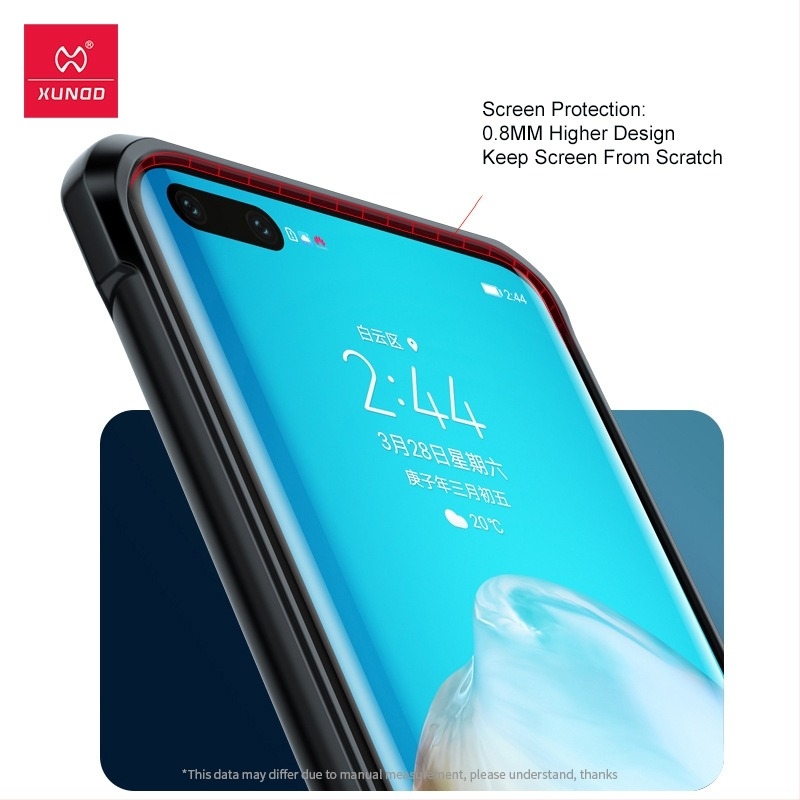 Huawei P40 Pro tok, amely teljes körű lencsevédelmet nyújt, TPU+PC anyagból, kopásálló és ütésálló, fekete, Xundd