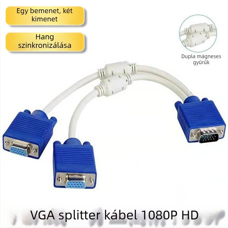 VGA kapcsoló és osztó kábel, 1-től 2-ig és 2-től 1-ig, HD VGA-kábel kijelzőhöz