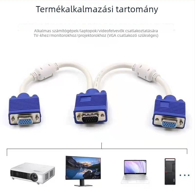 VGA kapcsoló és osztó kábel, 1-től 2-ig és 2-től 1-ig, HD VGA-kábel kijelzőhöz