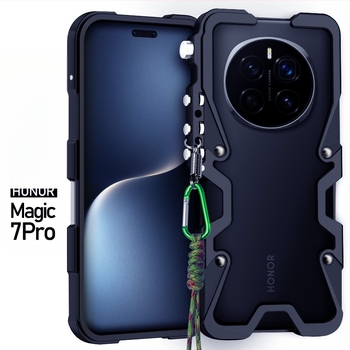 Honor Magic7 sorozathoz készült fém hátlapi tok, védőtok, ütésálló védelem, mechanikus kar