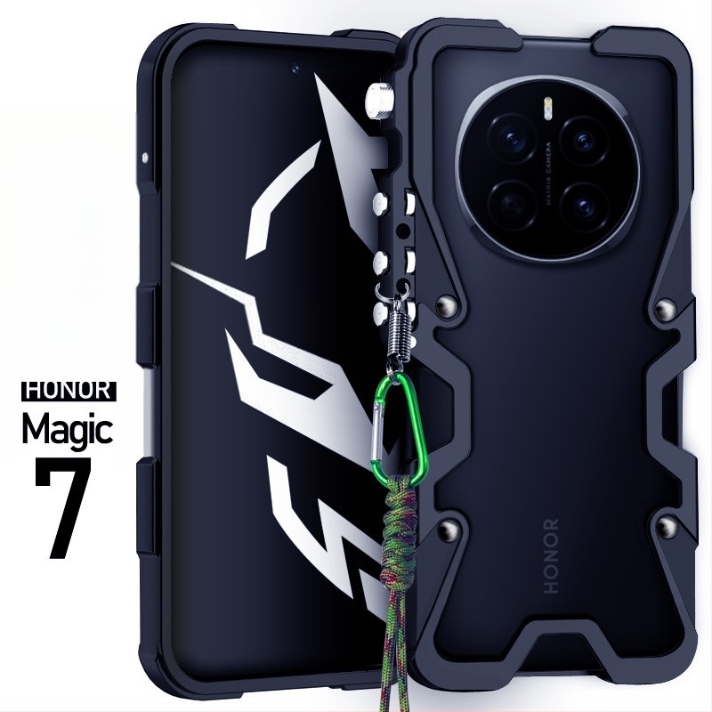 Honor Magic7 sorozathoz készült fém hátlapi tok, védőtok, ütésálló védelem, mechanikus kar