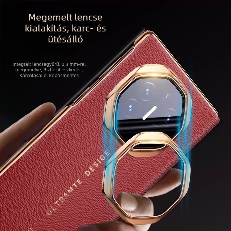Huawei Mate XT bőrtok okos ablakkal, teljes körű védelem, XT hajlított kijelző, ütés- és karcolásálló, védőtok X