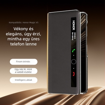 HONOR MagicV5 Flip-Top valódi bőrtok – ütésálló és mágneses zár