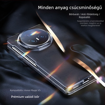 HONOR MagicV5 Flip-Top valódi bőrtok – ütésálló és mágneses zár