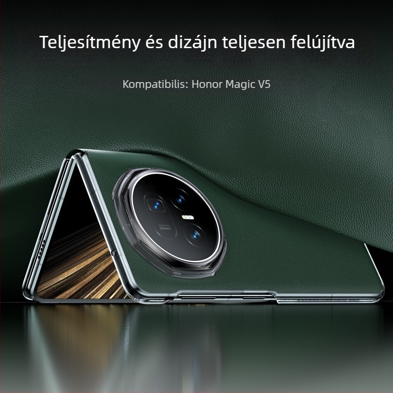 HONOR MagicV5 Flip-Top valódi bőrtok – ütésálló és mágneses zár