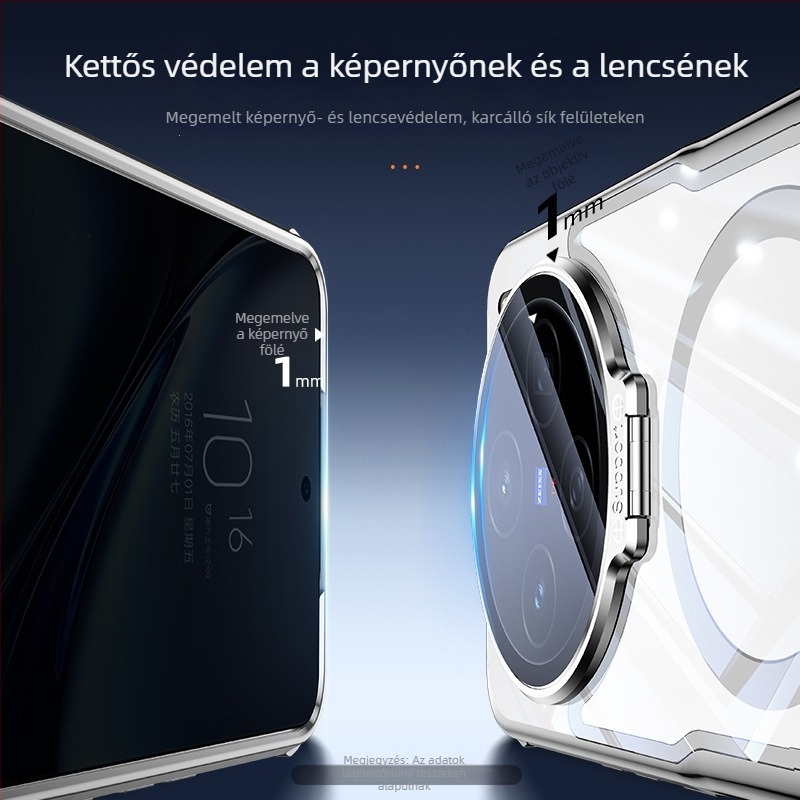 Vivo X200 Ultra átlátszó, elektroplatírozott mágneses telefontok X200S lencsetartóval – esésvédelmi védőburkolat