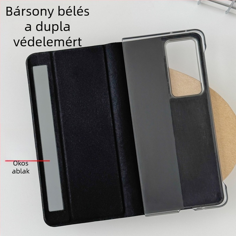 Honor Magic V2 védőtok intelligens ablakkal és mágneses flipfedéllel, teljes védelem esés ellen