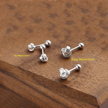 Fülbevaló S999 ezüst, Ruyi csomó, csavaros hátsó, tiszta ezüst, divat OL