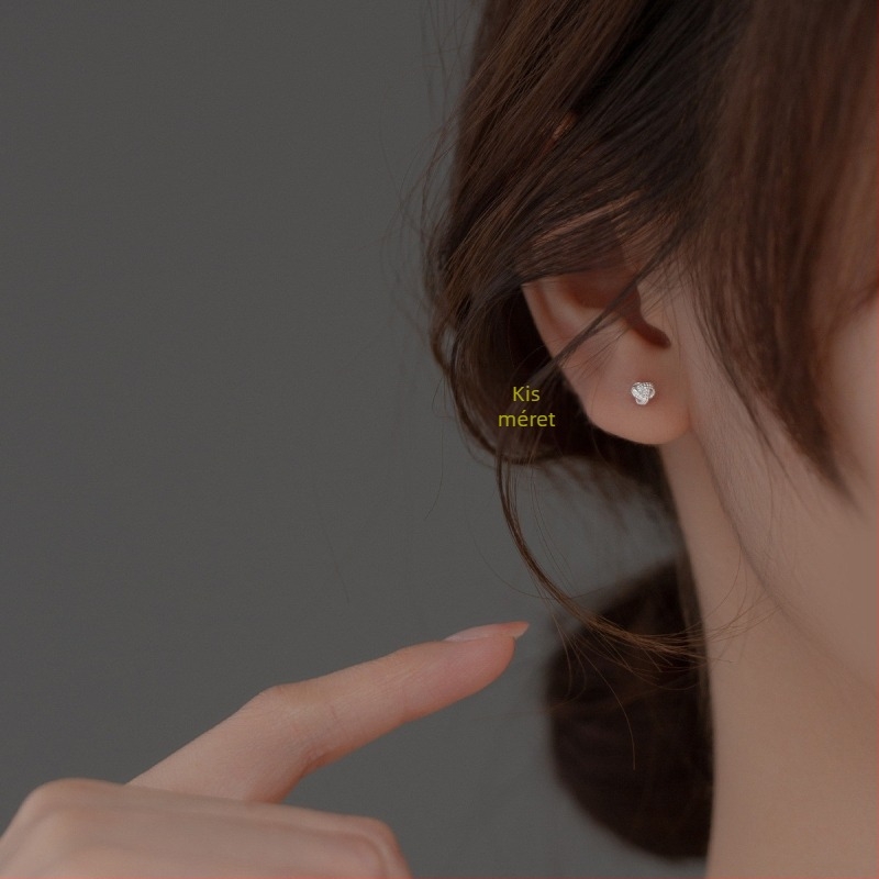 Fülbevaló S999 ezüst, Ruyi csomó, csavaros hátsó, tiszta ezüst, divat OL