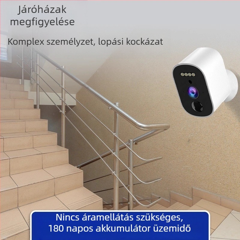 Vezeték nélküli Wi‑Fi kamera 1080P, 4 mm-es objektív, 0,1 lux gyenge fényhez, IR éjjellátás 10 m-ig, beltéri használat, 5V tápegység