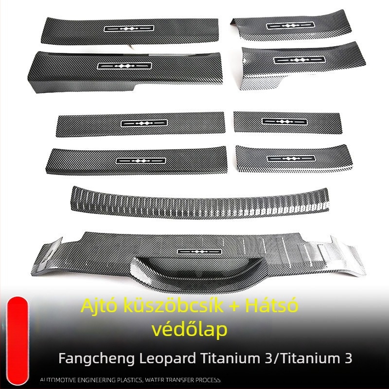 Leopard Titanium 3 / Titaninm3 védőkiegészítő készlet: küszöbcsíkok, üdvözlő pedálok, hátsó védő matricák (műanyag) 25 modellhez