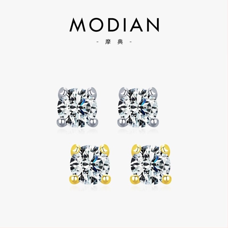 925-ös ezüst fülbevaló moissanittel, antiallergén, geometriai dizájn