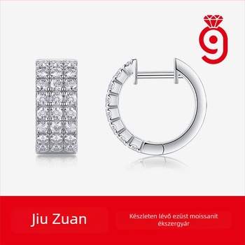 Fülbevalók S925 ezüst Moissanite beültetéssel, geometriai forma, beültetési technológia, márka JIUZUAN