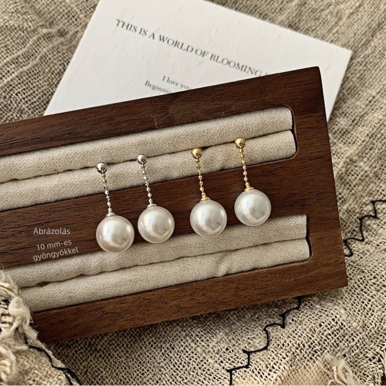 S925 Sterling Ezüst Fülhurok Rövid Lánccal – Gyöngy Tartóval, Kézzel Készített DIY Ékszerek