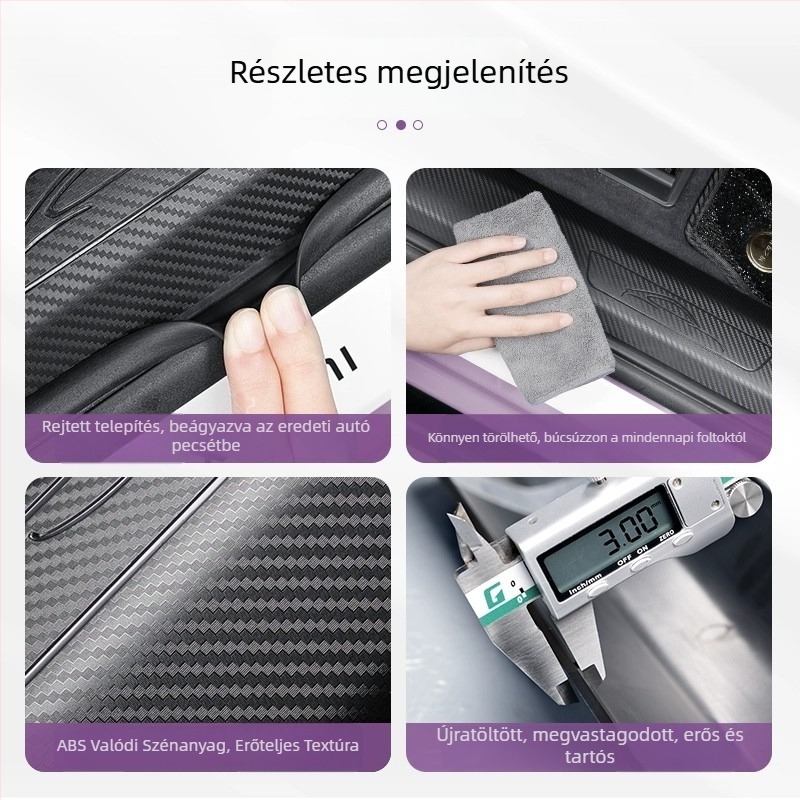 Műanyag küszöbvédő Xiaomi SU7-hez, karbon mintázattal, anti-slip panel a csomagtartóhoz