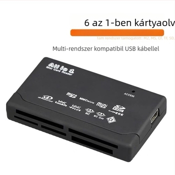 HT-02A USB 2.0 hat egyben memóriakártyaolvasó CF/SD/SDHC/MMC Plus/TF/MicroSD-hoz (külső)