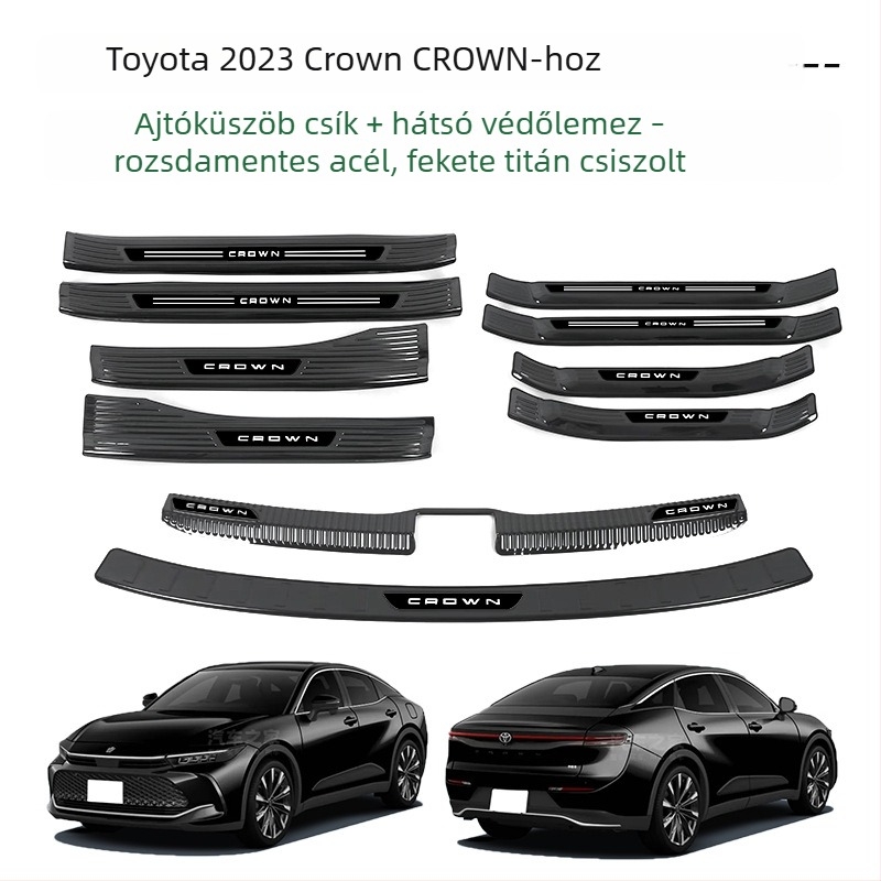 Toyota Crown (23. generáció) számára rozsdamentes acél ajtó küszöbök, üdvözlő pedálok és csomagtartó hátsó védő