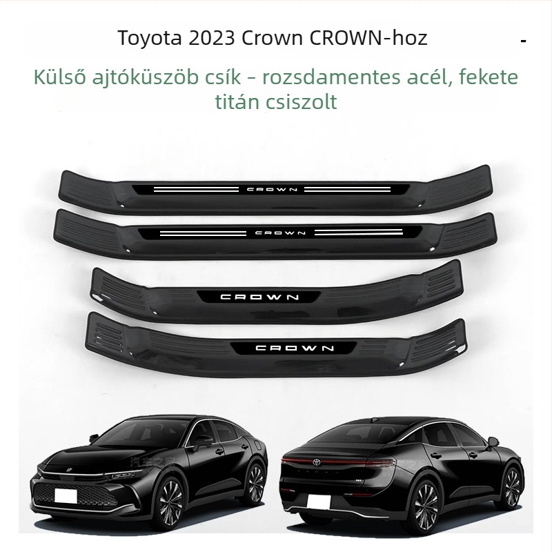 Toyota Crown (23. generáció) számára rozsdamentes acél ajtó küszöbök, üdvözlő pedálok és csomagtartó hátsó védő
