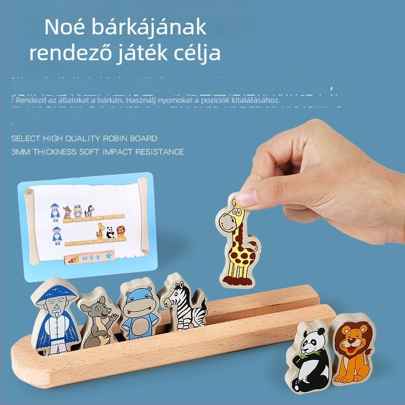 Noé bárkájának fa építőblokkjai 0–3 éveseknek – kognitív fejlődés