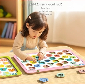 Gyerekeknek szóló betűtanuló sík puzzle — anyag: papír; 4–6 éveseknek; csomagolás: színes doboz; kategória: összeszerelési diagramok és táblák