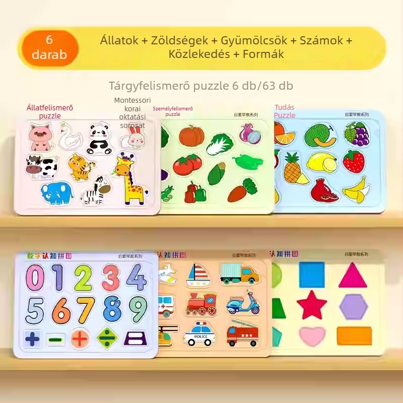 Gyerekeknek szóló betűtanuló sík puzzle — anyag: papír; 4–6 éveseknek; csomagolás: színes doboz; kategória: összeszerelési diagramok és táblák