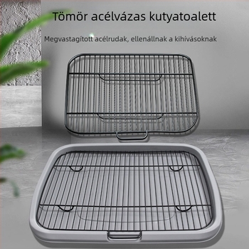 Acélvázas kutyatoalett, sík tálcás, cseppálló, rózsaszín, kistól a nagytestűekig