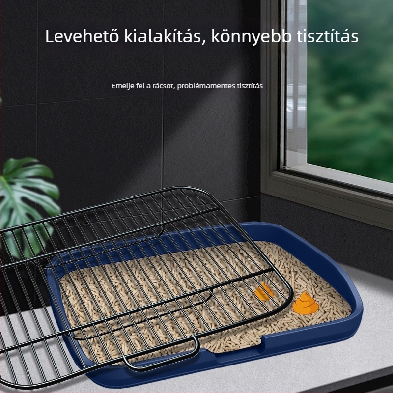 Acélvázas kutyatoalett, sík tálcás, cseppálló, rózsaszín, kistól a nagytestűekig