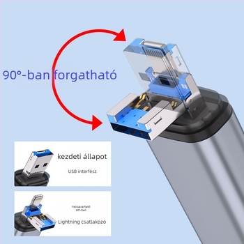 USB 3.0 kártyaolvasó – két kártyahely, hajtogatható dizájn, SDHC-támogatás, Type-C eszközök kompatibilitása
