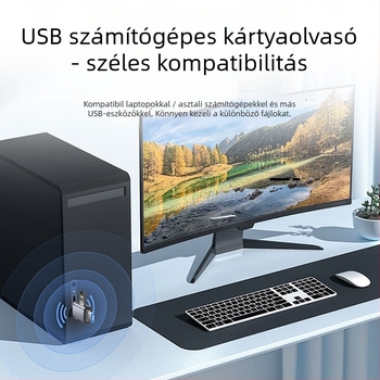 USB 3.0 kártyaolvasó – két kártyahely, hajtogatható dizájn, SDHC-támogatás, Type-C eszközök kompatibilitása