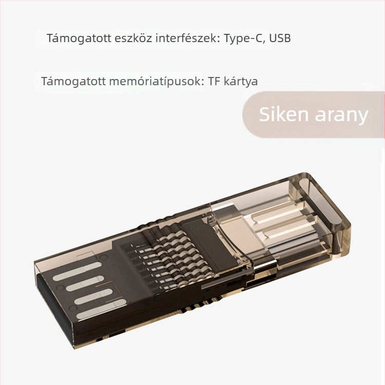 Kártyaolvasó kétfejű OTG USB-C/USB (Type-C/USB interfész, TF kártya támogatás, Műanyag ház, 3 g)