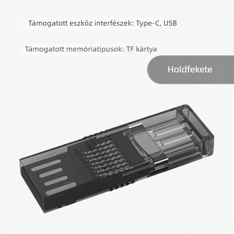 Kártyaolvasó kétfejű OTG USB-C/USB (Type-C/USB interfész, TF kártya támogatás, Műanyag ház, 3 g)