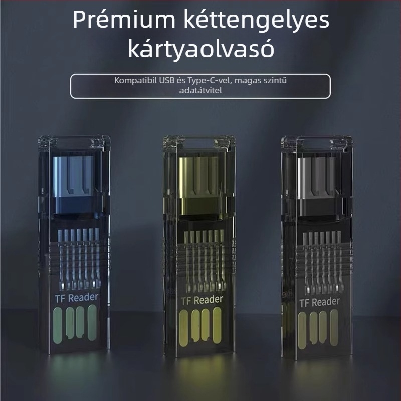 Kártyaolvasó kétfejű OTG USB-C/USB (Type-C/USB interfész, TF kártya támogatás, Műanyag ház, 3 g)