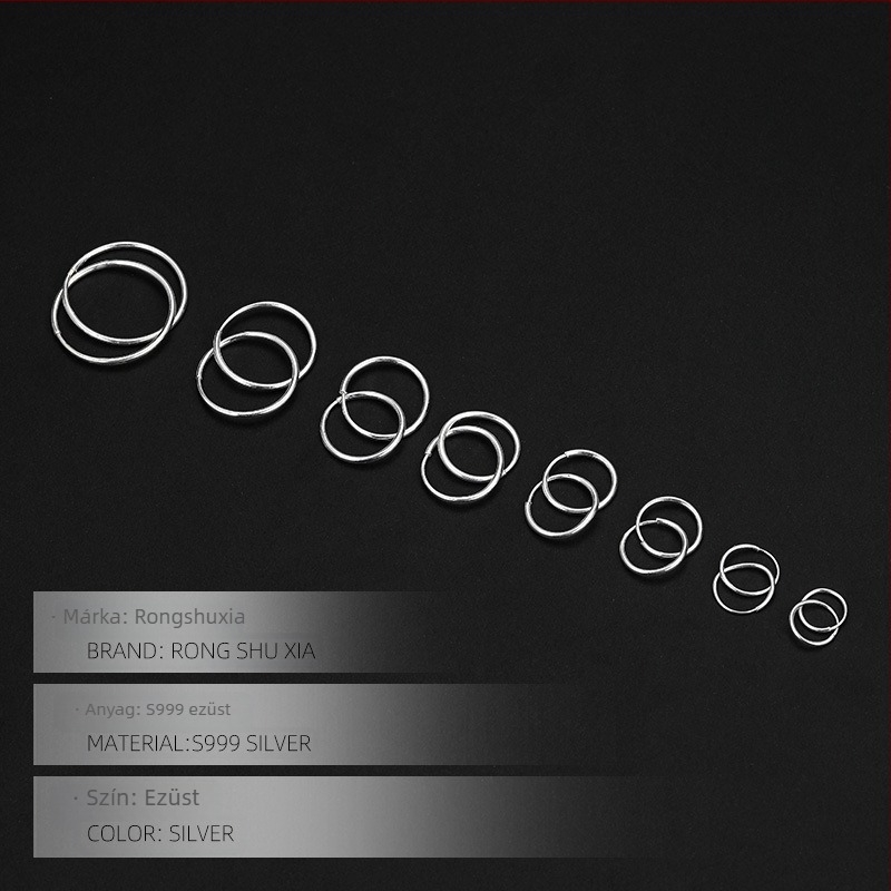 S999 tiszta ezüst – csavart karika fülbevalók, minimalisták, uniszex