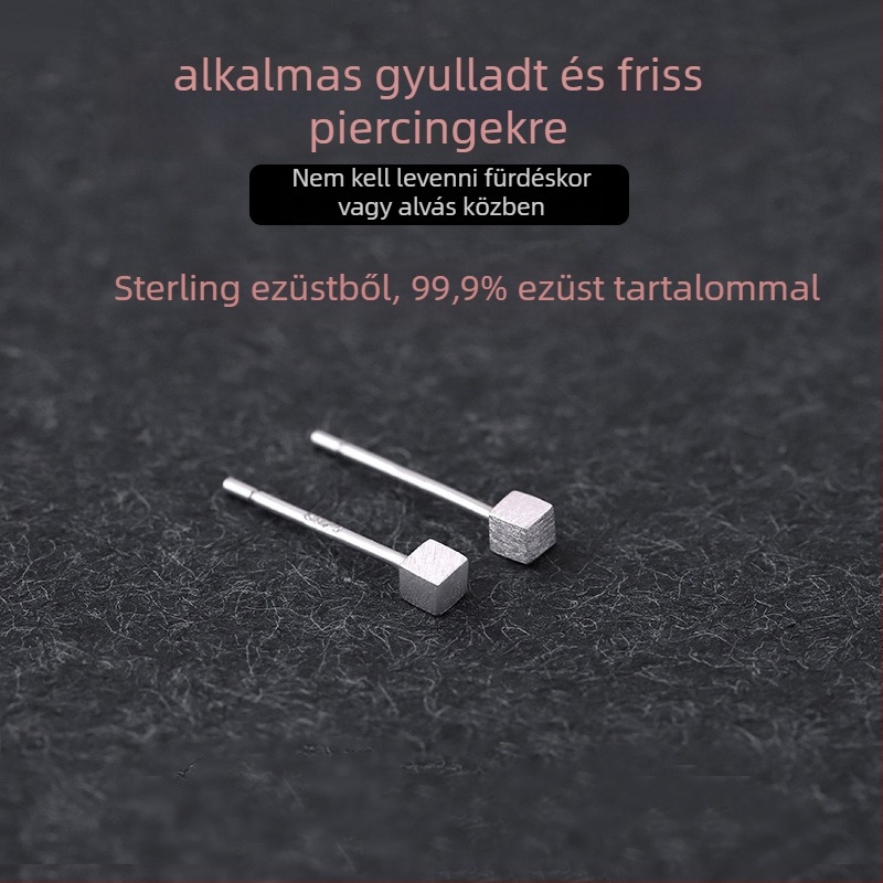 Fülbevalók ezüstből, kézzel készítve, egyszerű stílus, 999 ezüst fülcsap, uniszex